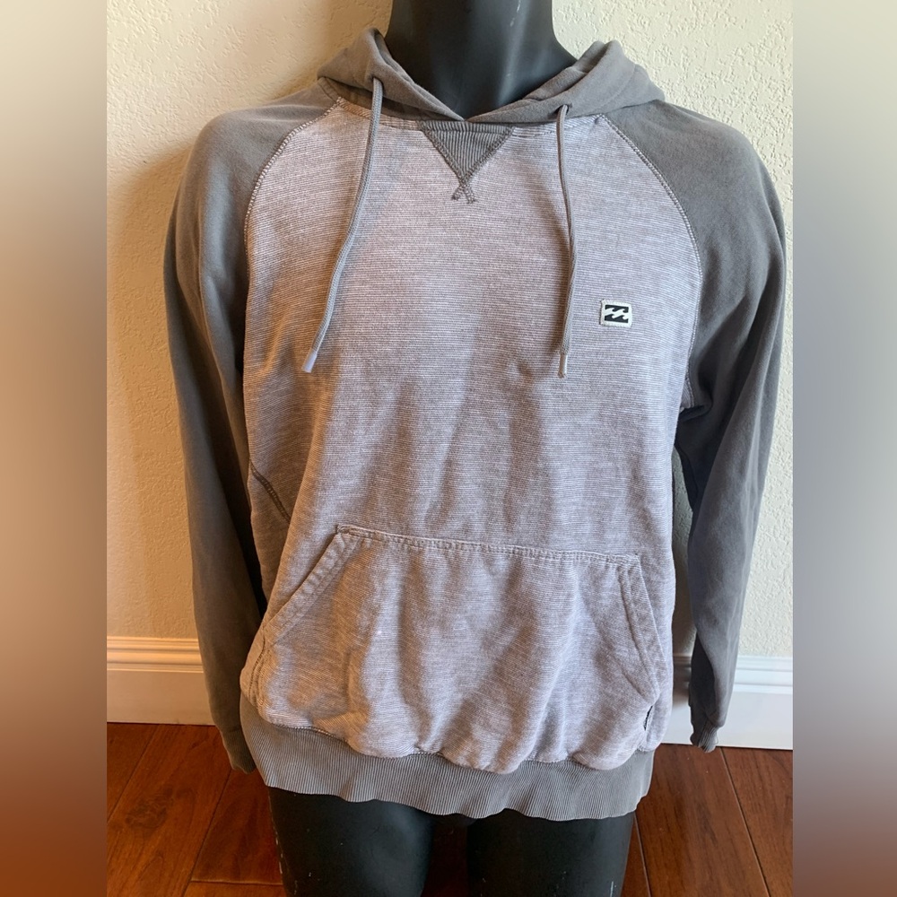 Billabong Hoodie Men's Size L All Day Grey Microstripe Pullover Sweatshirt Surf